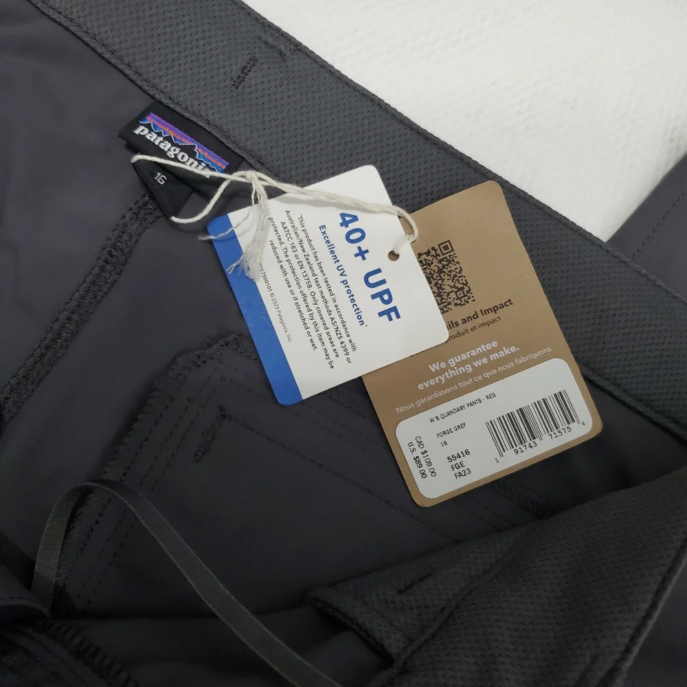 Patagonia Womens Quandary Pants Forge Gray Size 16 NEW - Picture 7 of 10